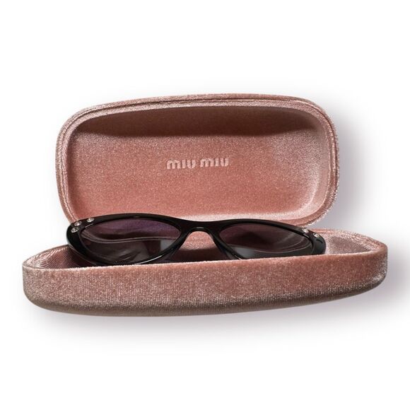 Miu Miu‎ Cateye Sunglasses Black Blue Frame w/ Crystals Rare Glam SMU-05T main image 9